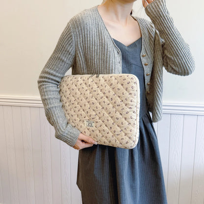 Laptop Sleeve for 11-15 Inch Laptop Tablet Puffy Quilted Floral Laptop Case Coquette Aesthetic Puffy Laptop Sleeve Cover Case