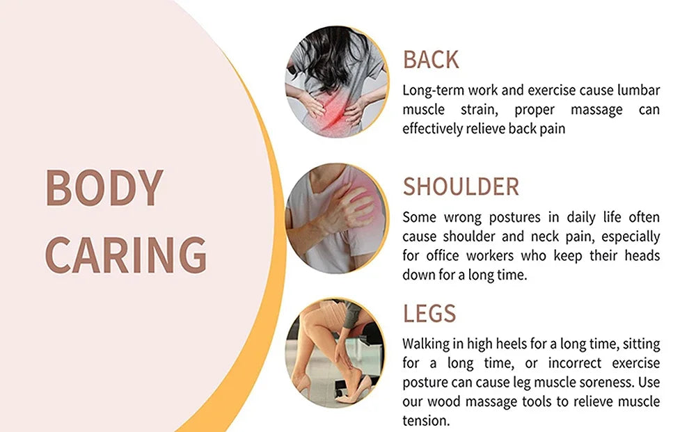 12 Rollers Wooden Curved Massager Handheld Roller Stick, Trigger Point Body Therapy Massager for Belly Waist Muscles Pain Relief