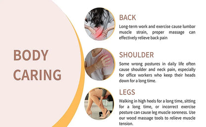 12 Rollers Wooden Curved Massager Handheld Roller Stick, Trigger Point Body Therapy Massager for Belly Waist Muscles Pain Relief