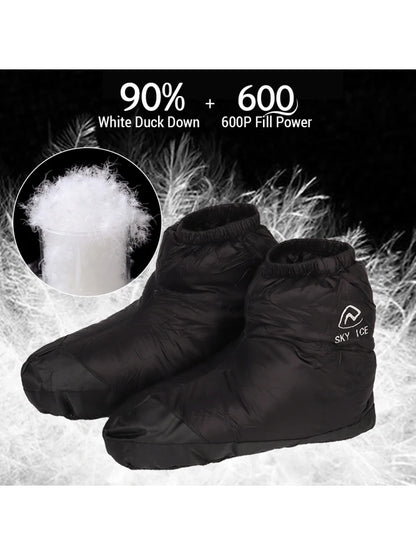 Waterproof Warm Down Slipper Boots Lightweight Duck Down lining Down Socks Stuffed Booties Down Feet Covers