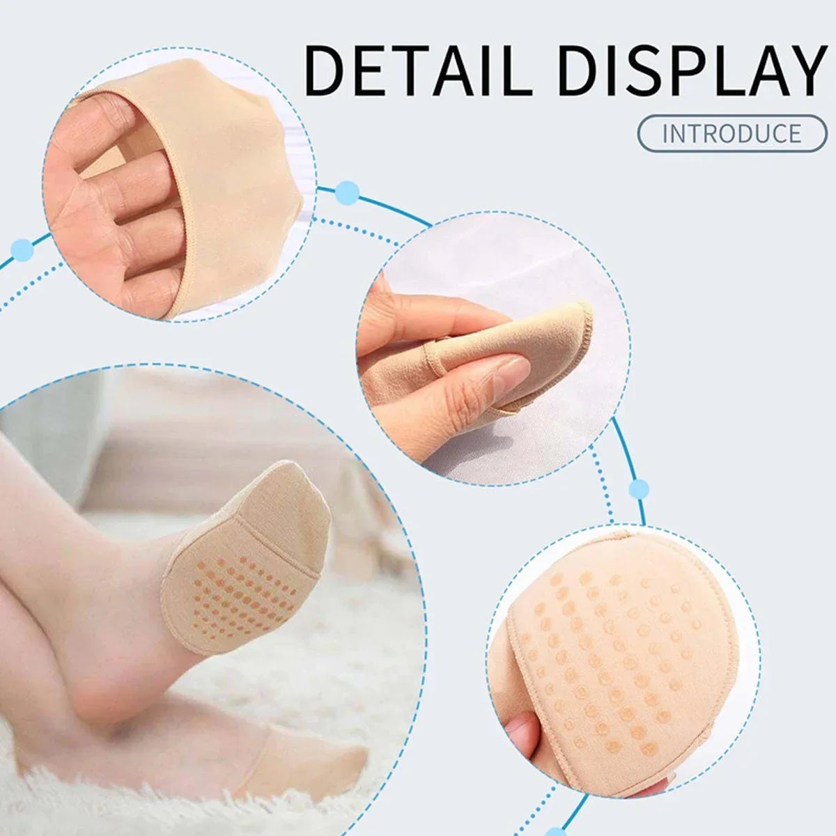 Womens High-Heeled Shoe Insoles-Ergonomic Half Insoles Protective Five-toe Forefoot Pads Ultra-Absorbent Non Skid Half Sock