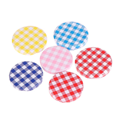 10 Pcs Colorful Lattice Jam Jars Lids Wide Mouth Screw Lids Storage Caps For Jars Glass Round Storage Cover