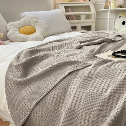 Battilo Cotton Throw Blanket Soft Breathable Waffle Blanket for Twin Queen King Bed Decorative Plaid Sofa Blankets Summer Throws