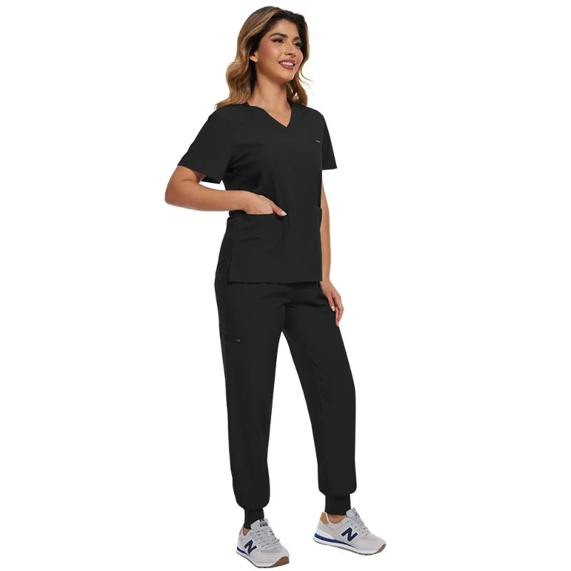 Surgical Scrubs Unisex - Quick-Dry Dental Clinic & ER Workwear Split Set W/Short Sleeve & Anti-Microbial 6 Pockets