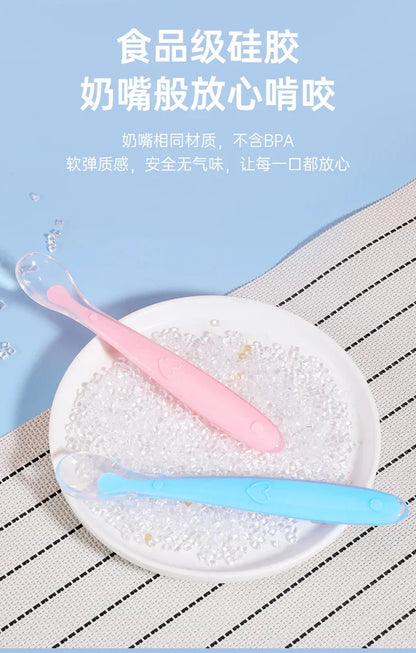 1pcs Soft Silicone Spoon Set Baby Stars Tableware Learning Training Spoon Children's Feeding Reborn Silicone Safe Utensils