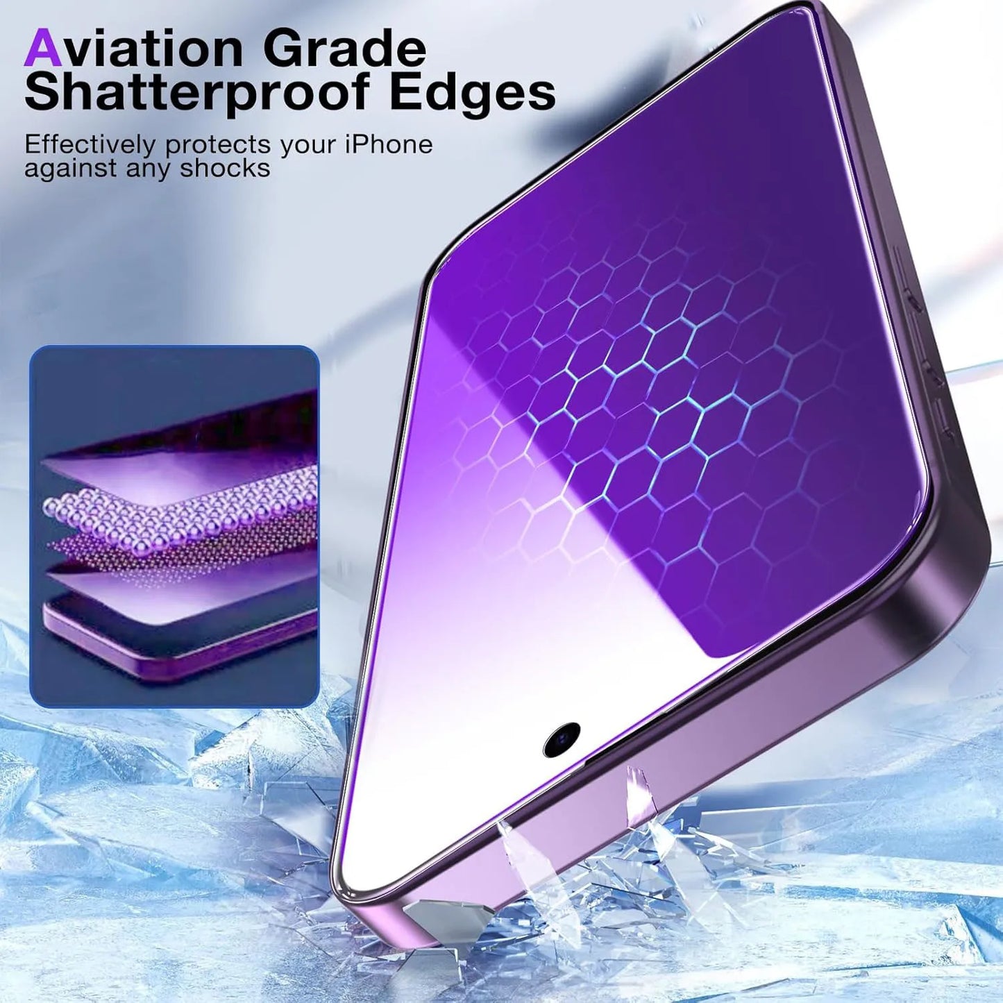 Anti Blue Ray Light Tempered Glass for iPhone17 16 15 14 13 12 11 Pro Max Privacy Screen Protector Purple 9H Tempered Glass Film