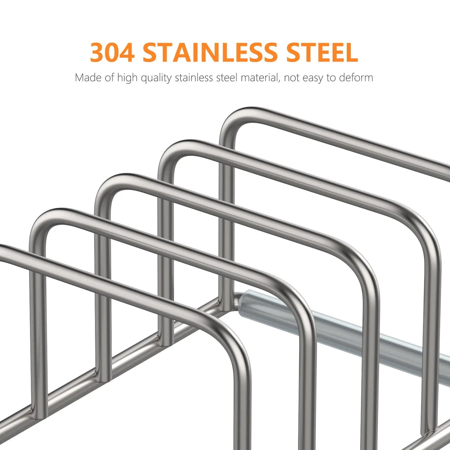 Kitchen Cabinet Organizer, Steel Cookware Holder, Divided Holder with 5 Slots for Skillets Baking Tray and Chopping Board Rack -