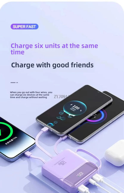 A Brand-new 120W Three-in-one 20,000mah Super Fast Power Bank with Large Capacity, Built-in Cable and Digital Display Powerbank
