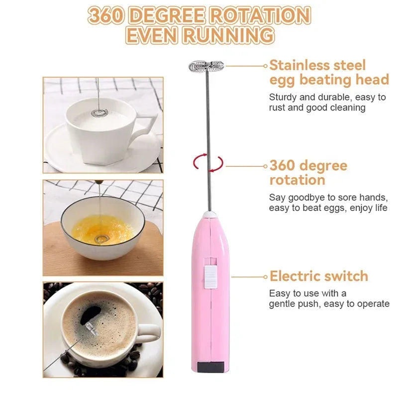 Mini Electric Milk Foamer Blender Wireless Coffee Whisk Mixer Handheld Egg Beater Cappuccino Frother Mixer Kitchen Whisk Tools