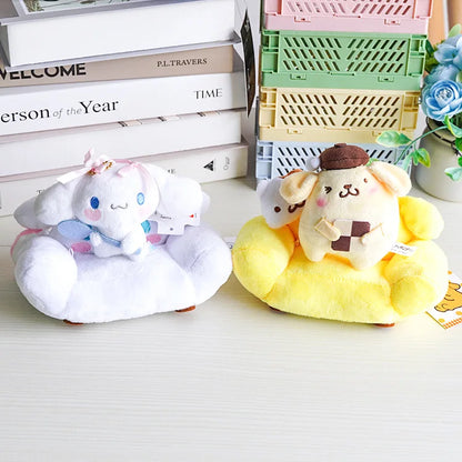 Labubu Doll Mini Sofa with Storage Bag Kawaii 17cm V1 V2 Labubu Transparent Crossbody Bag Cute Plush Doll Accessories Toy Gifts
