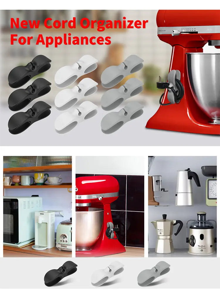 Cord Organizer for Appliances, 6 Pack Appliance Cord Winder Cable Organizer Stick On Appliances, 2 Extra Stickers