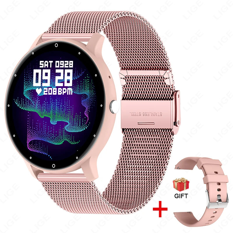 Fashion Men's Smart Watch Full Touch Screen Sports Fitness Tracker IP68 Waterproof Bluetooth Smartwatch for Men Women Smartphone