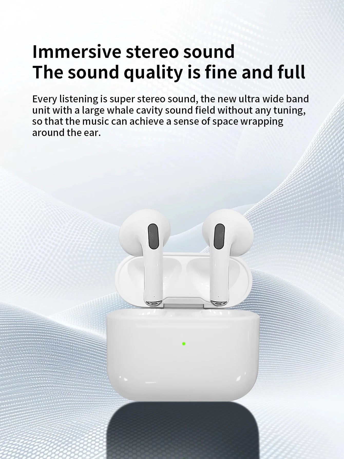 Wireless EarBuds Headphones Fake AirPods with 3 Mic/Space Voice/Shared Audio TWS 5.3 in-Ear Hi-fi Stereo For Iphone