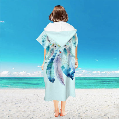 Beach Towel with Hood for Men and Women Hooded Towels Bath Robe for adult Quick Dry Lightweight Soft Microfiber Poncho Swim Robe