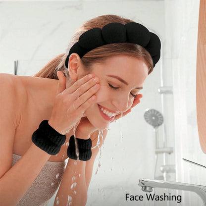 6 Pcs Hair Strapheadband and Wristband Set Skincare,  Spa Headband and Wristband Set, Women's Washing And Skincare Anti Damping