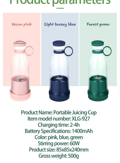Portable Electric Juicer Cup 6 Blades USB Milkshake Blender Mini Fruit Milk Mixer Fresh Juice Sport Bottle for On-the-Go