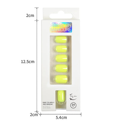 Short Full Press on Nails 24 Pcs False Nails Set Stick on Nails High Quality Reusable Fake Nails Solid Color Design Nail Art