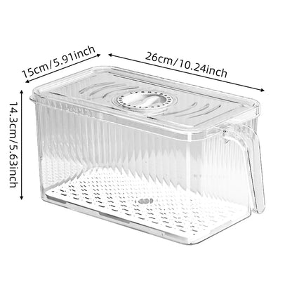 Stackable Refrigerator Storage Box with Lid, Capable of Storing Bread, Food, Vegetables, and Fruits，organizer box with handle