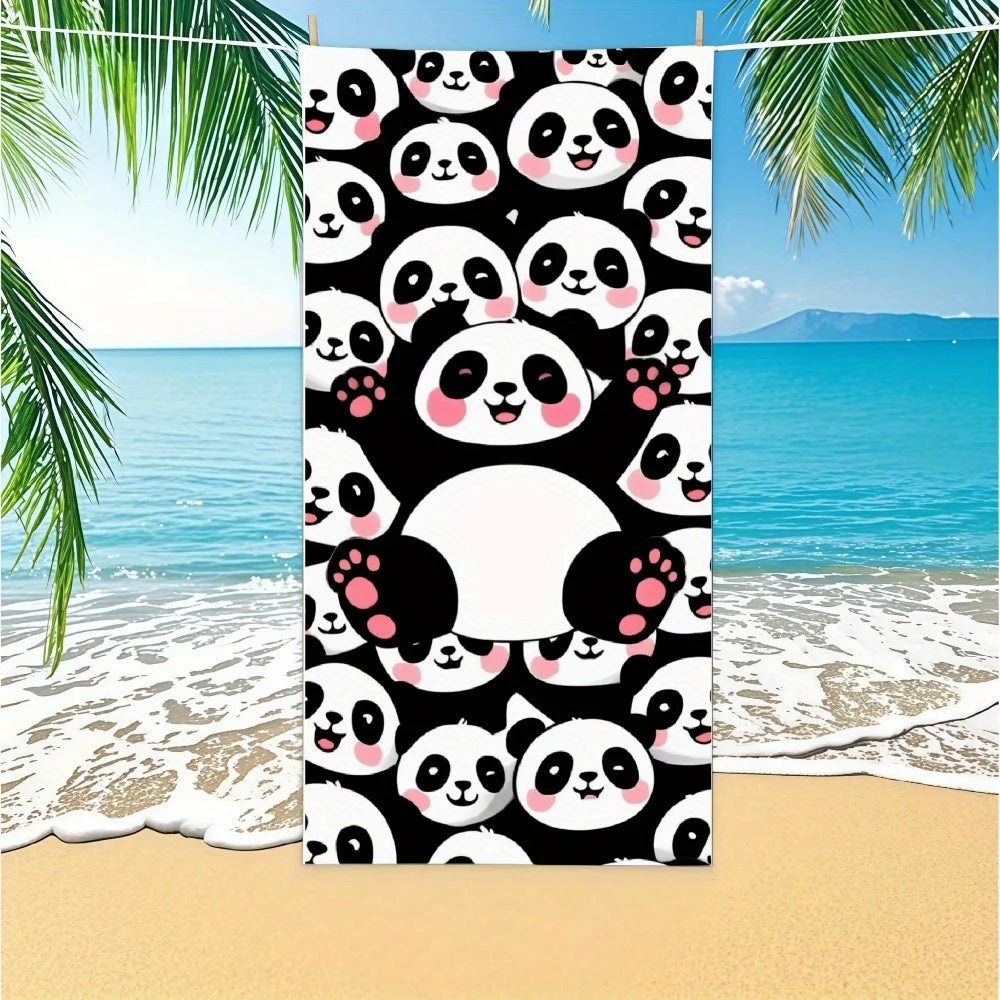 Beach Towel With Cute Panda Doodles Cartoon Beach Towel Design Sports Travel  Swim Pool Yoga More Suitable for Summer