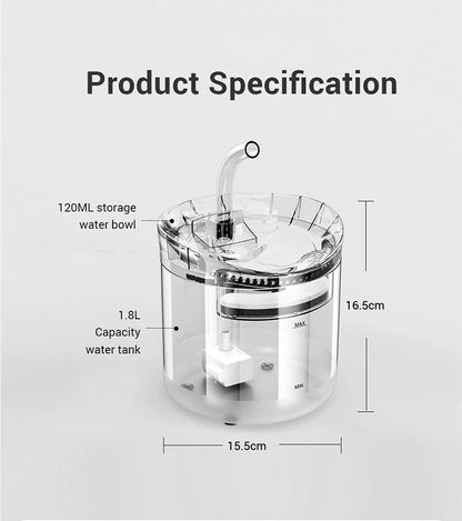 Auto Smart Cat Water Fountain Quiet Tilted Design Energy Efficient Pet Drinker for Fresh Water Circulation