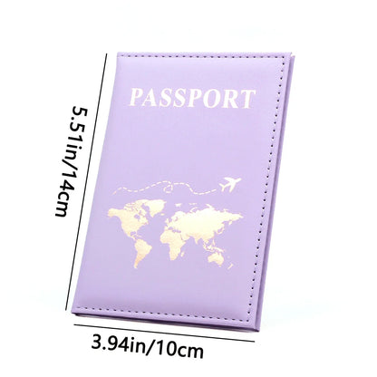 Travel Gold Passport Holder Cover Case for Women Men PU Leather Ticket Map Passport Covers Passport Protective Accessories