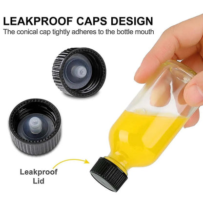 2oz Small Clear Glass Bottles with Lids for Liquids, Tiny Short Jars with Caps Mini Glass Juice Bottles for Potion, Ginger Shots