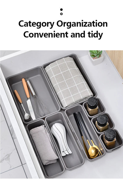 8pcs/set Adjustable Drawer Organizer Box Trays Make Up Cosmetics Sundries Divider Holder Kitchen Bathroom Closet Jewellery Box