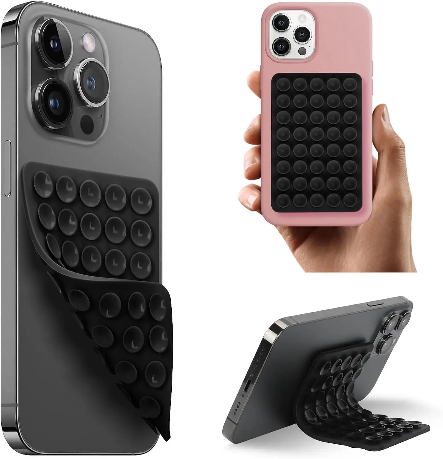 Heart Shape Double Sided Phone Suction Holder, Multi-Purpose Silicone Suction Cup Phone Mount Phone Case Sticky Phone Grip