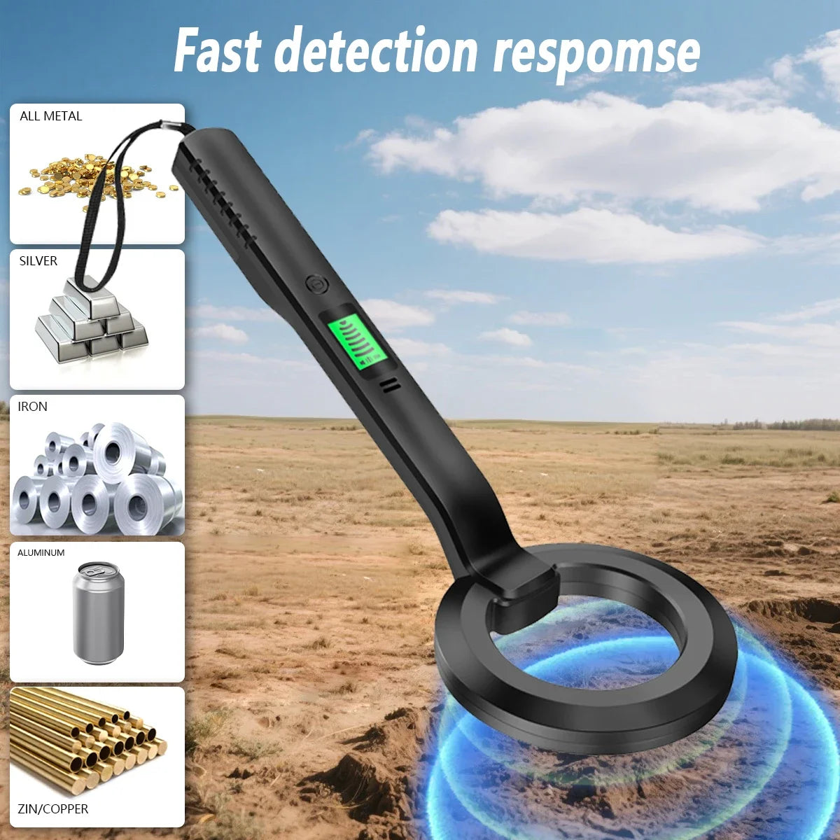 High Sensitivity Handheld Metal Detector with Alarm & Pinpoint Coil for Security/Industrial/Treasure Hunting