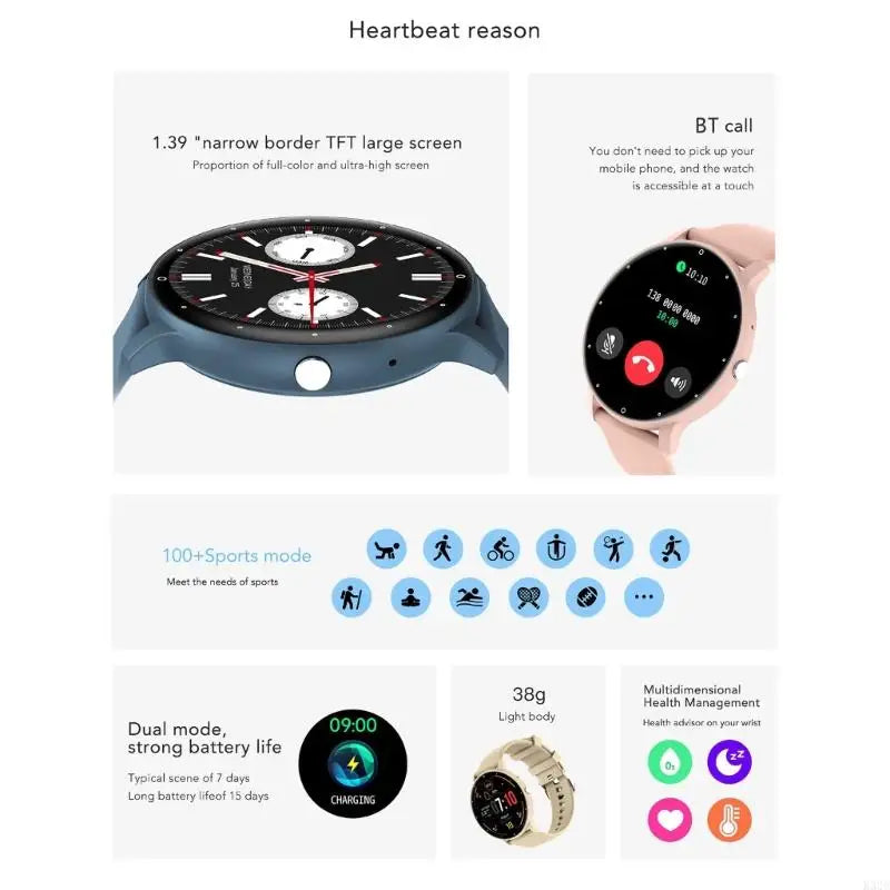 K32C 2023 Smartwatch Zl02Pro Fitness Trackers 1.39" TFT-screen Intelligent Watch Healthy IP67 Waterproof BLE5.2