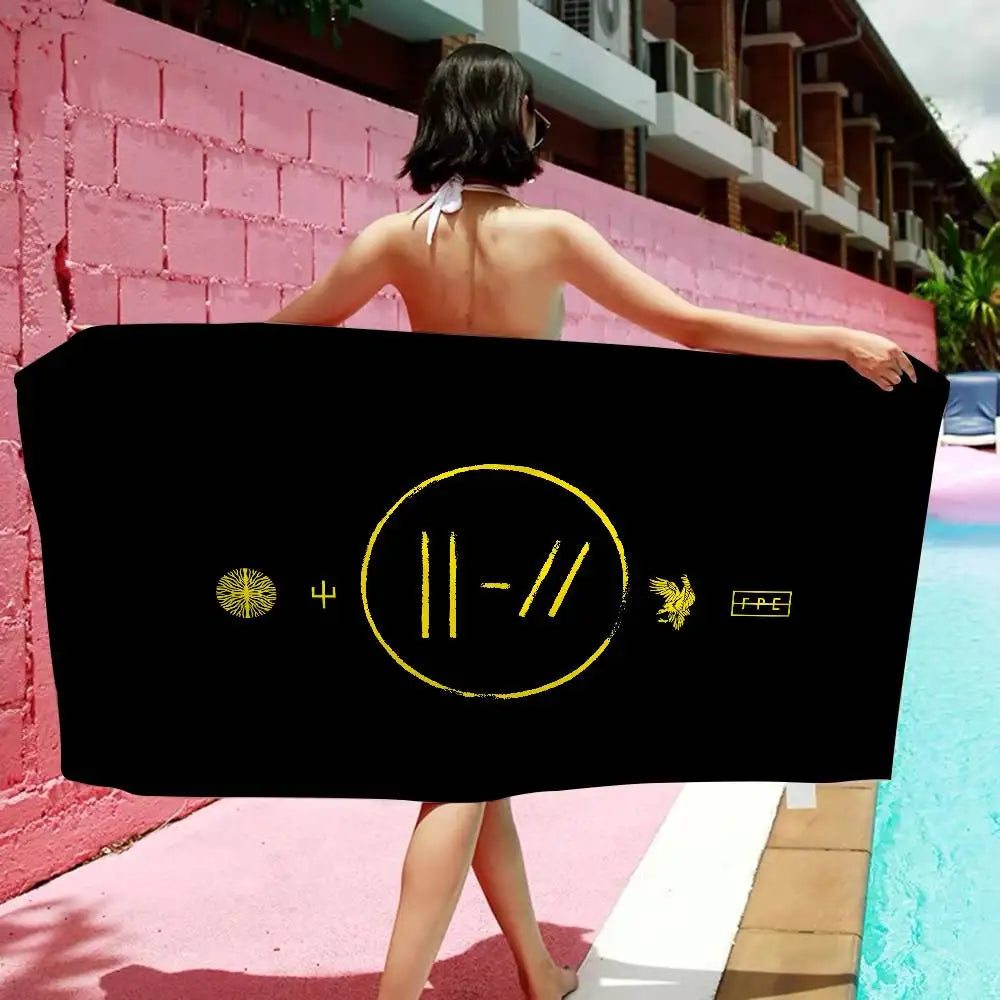 T-Twenty One Pilots Beach Towel Colorful Bath Towels For Girl Microfiber Quick Dry Custom Sand Free Beach Yoga Spa Gym Pool