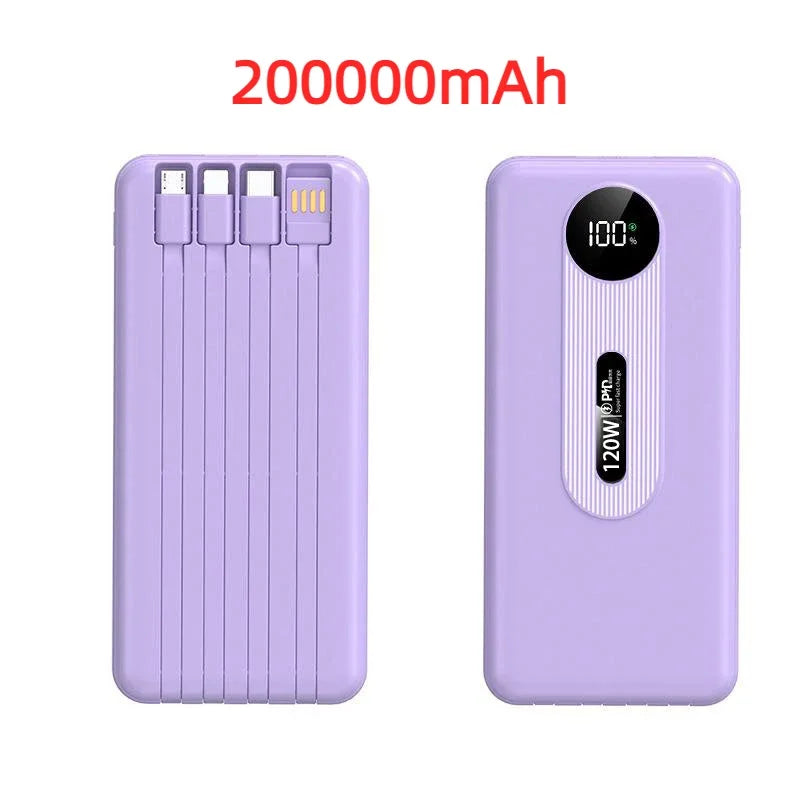 200000mAh 120W Mobile Power Bank Ultra Fast Charging Digital Display Battery Large Capacity Suitable For iPhone Huawei Xiaomi