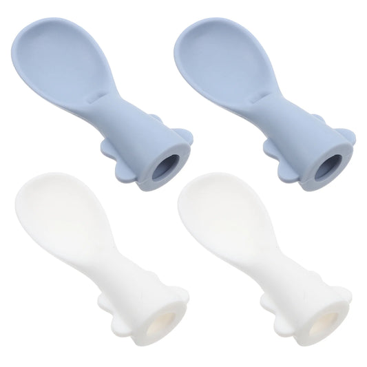 4 Pcs Baby Bag Spoon Set Silicone Food Pouch Attachment Baby Tableware Infant Feeding Supplies Dessert Spoons Sugar Spoons
