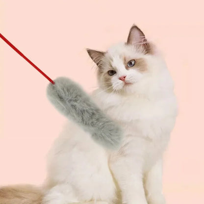 Cat Toys Interactive Cat Stick Faux Rabbit Fur Pompom Plush Pet Interactive Stick Cat Playing Training Toys Pet Supplies