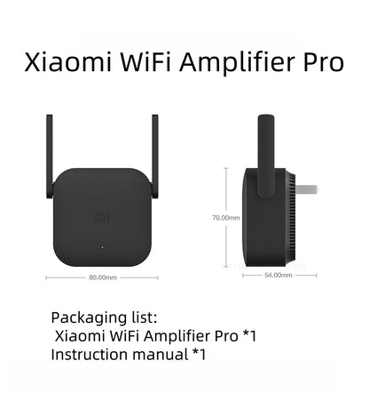Xiaomi WiFi Pro 300Mbps Extender Booster 2.4G Wireless Repeater, Dual Antenna Network Signal Amplifier for Home Router Coverage