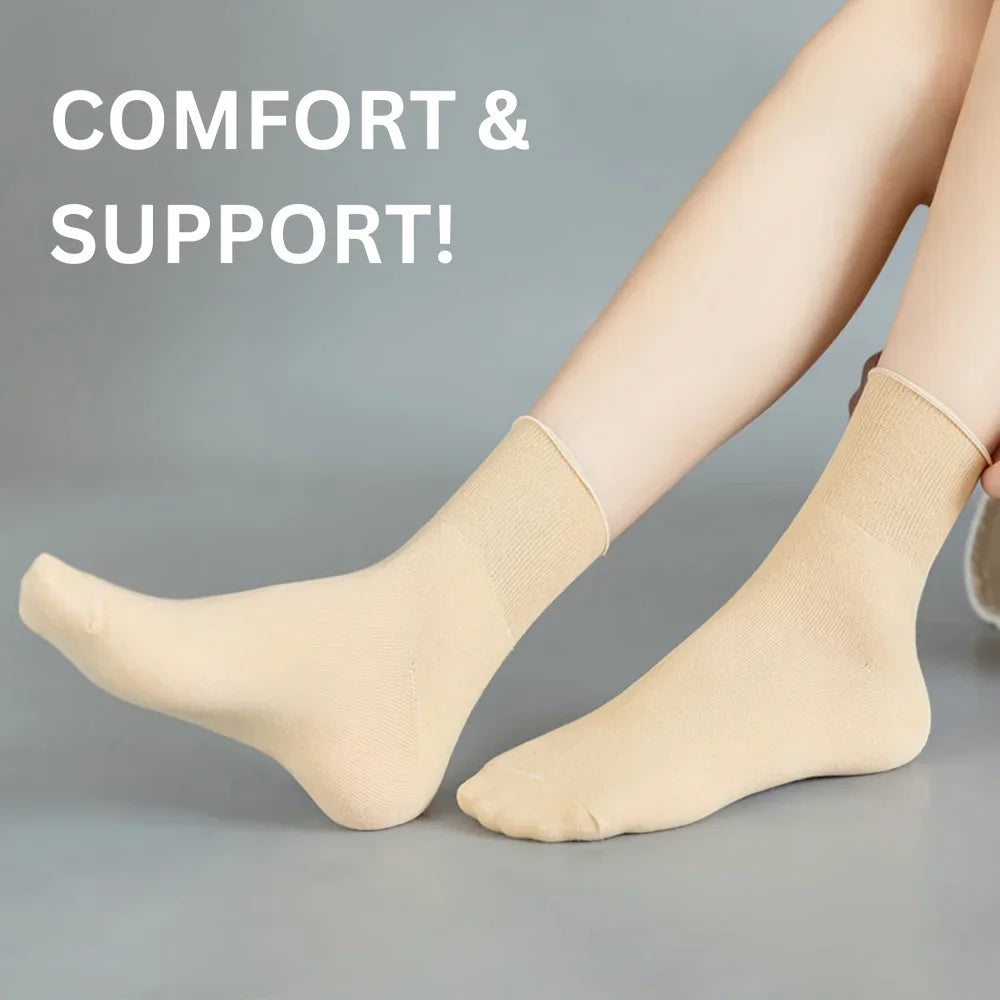 5 Pairs Women'S Non-Binding Diabetic Socks, Comfortable No-Restriction Footwear for Seniors & Pregnant Women, Perfect Gift
