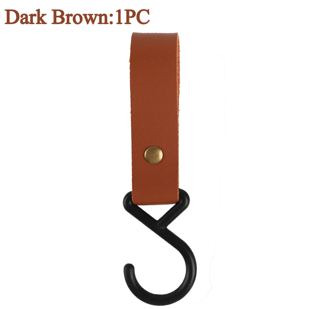 1/5pcs Outdoor Camping Hooks  Leather Hanging Hooks S-Shaped Rack Portable Camping Hangers Home Kitchen Storage Supplies