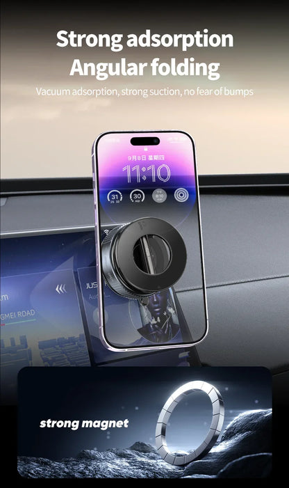 Magnetic Car Phone Holder Foldable Design 360° Adjustable Vacuum Mount for Car/Desk/Bathroom/Universal Use