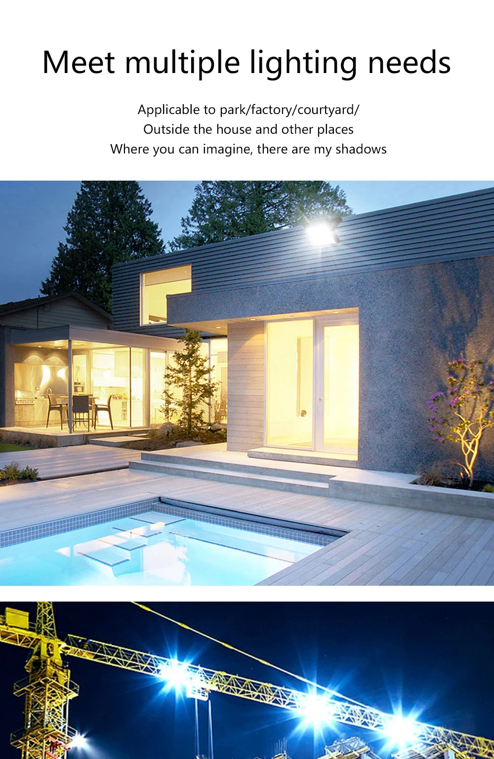 LED Flood Light 10W 20W 30W 50W 100W AC220V Outdoor IP68 Waterproof Reflector Spotlight Street Light Wall Lamps Garden Lighting