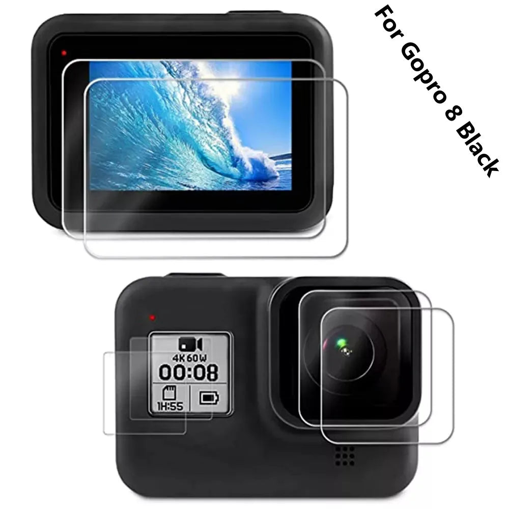 6Pcs Camera Lens Tempered Glass Film HD Screen Protector Dustproof Protective Film for GoPro 8 Sports & Action Video Cameras