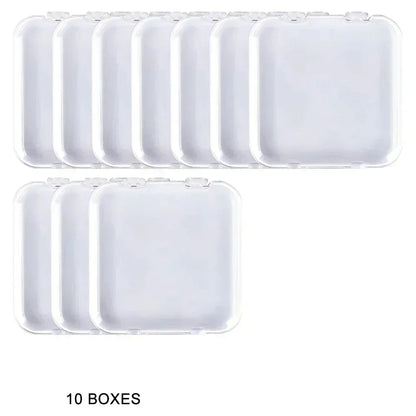 10PCS Press-On Nail Storage Acrylic Boxes with Adhesive Sheets Transparent Clear Nail Boxes Jewelry Storage Tool&Accessories