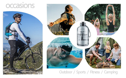 3 Liter Water Bottles with Times to Drink Motivational Straw Sports Big Jug with Handle Leak Proof BPA Free for Men and Women