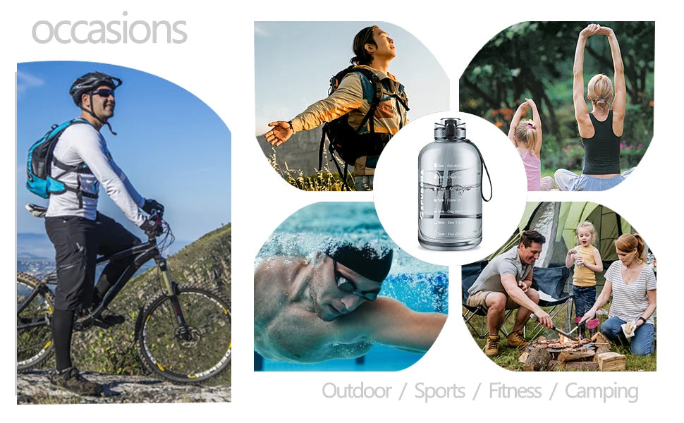 3 Liter Water Bottles with Times to Drink Motivational Straw Sports Big Jug with Handle Leak Proof BPA Free for Men and Women