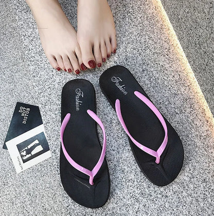 Flip-flops female students Korean version outer wear fashion flat bottom non-slip splint sandals clip-on beach slippers sandals