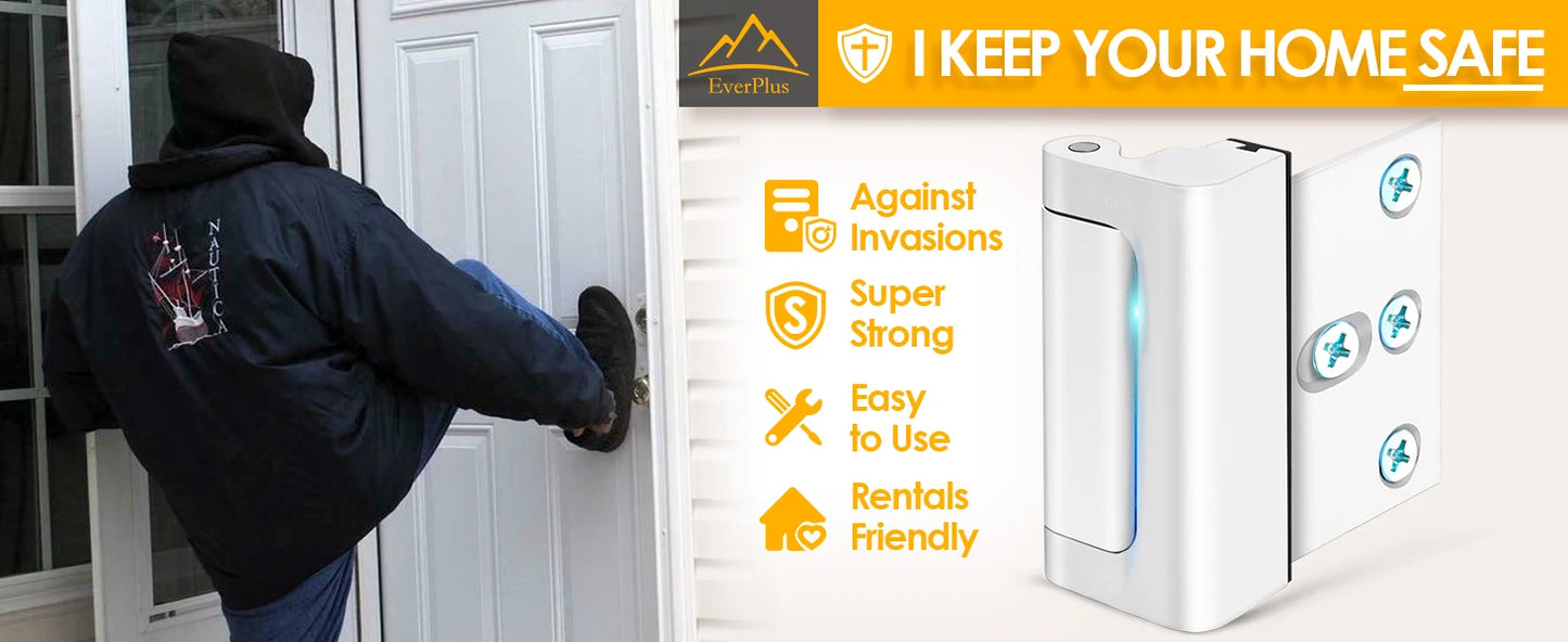 New Home Security Door Lock Aluminum Alloy Anti-theft Door Lock Childproof Door Reinforcement Lock with 3 Inch Stop