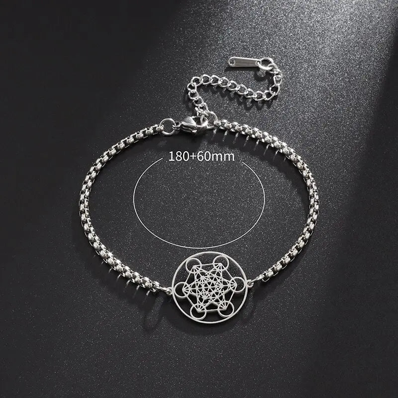 Angel Seal Archangel Metatron Cube Bracelet Women Men Salomon Box Chain Bracelet Stainless Steel Jewelry Gift
