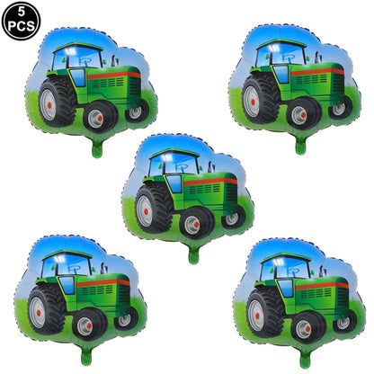 Farm Green Tractor Supplies Tractor Balloons Banner Hanging Swirl Cupcake Toppers Tractor Farm Themed Birthday Party Decorations