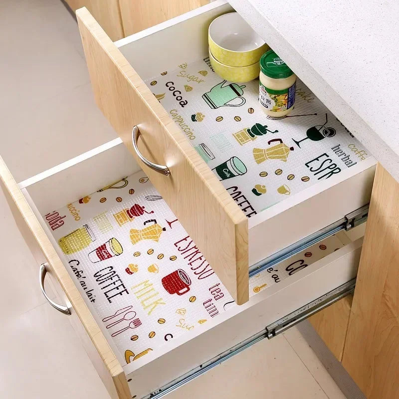 1 Roll Can Cut Table Mat Drawers Cabinet Shelf Liners Cartoon Cupboard Placemat Waterproof Oil Thickened Kitchen Stickers