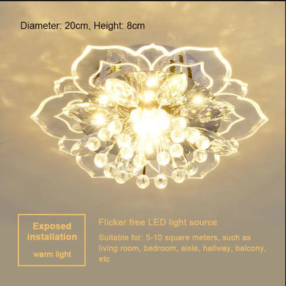 LED Crystal Ceiling Light Modern Flower Shape Ceiling Lamp Hallway Living Room Lamp Bedroom Kitchen Corridors Aisle Light