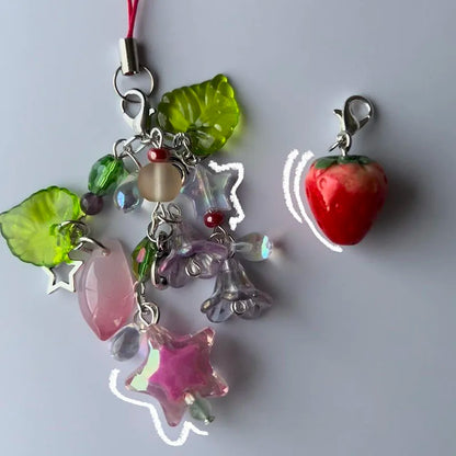 Arrietty Inspired Phone Charm strawberry Phone-cases Beaded phone charm phone keyring pastel fairycore  y2k